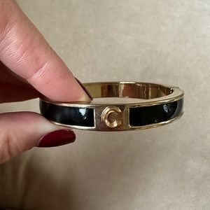 Letter “C” Gold and Black Enamel Hinge Bracelet